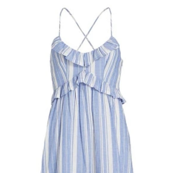 Cinq à Sept - Addy Blue Linen Striped Ruffle Dress - sz 4 - Picture 4 of 8